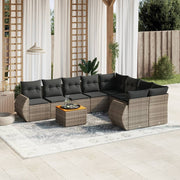 Loungeset 9-delig poly rattan grijs
