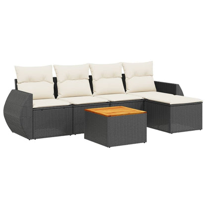 6-Delige Loungeset Met Kussens Poly Rattan Zwart