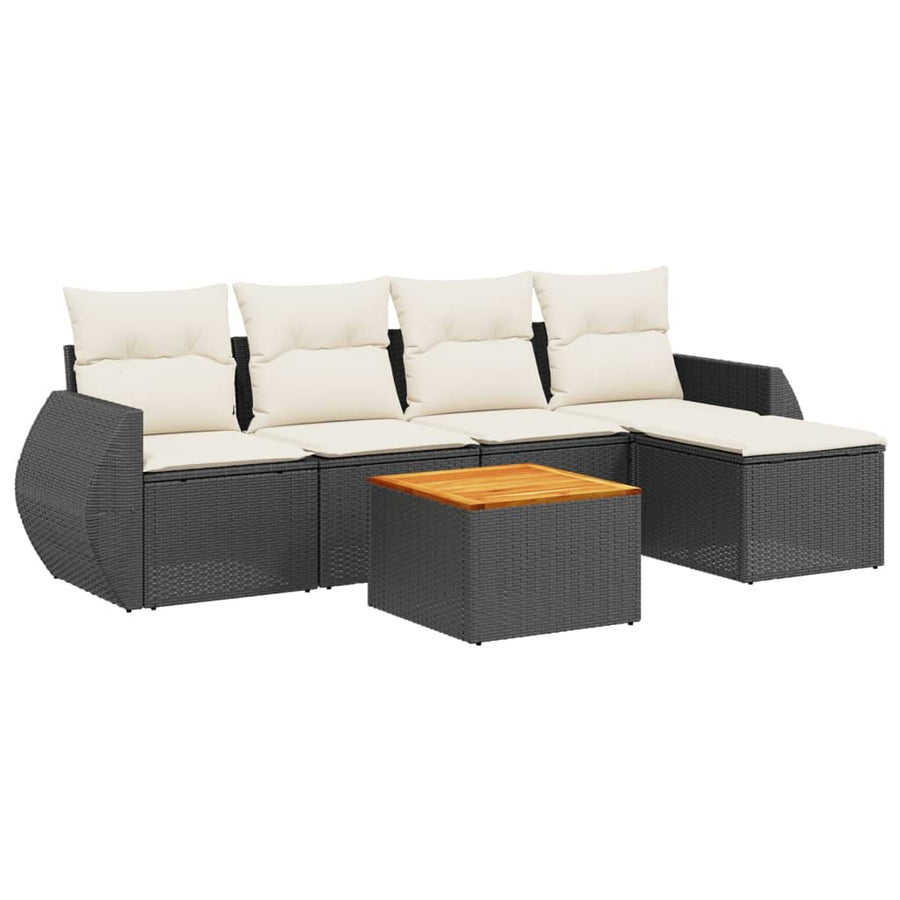 6-Delige Loungeset Met Kussens Poly Rattan Zwart