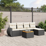 Loungeset 6-delig poly rattan zwart