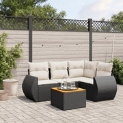 Loungeset 5-delig poly rattan zwart