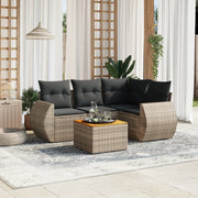 Loungeset 5-delig poly rattan grijs