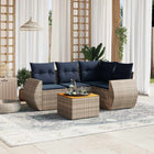 5-piece garden sofa set with cushions, grey poly rattan