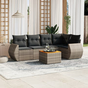 Loungeset 6-delig poly rattan grijs
