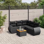 6-piece Lounge Set with Cushions Poly Rattan Black