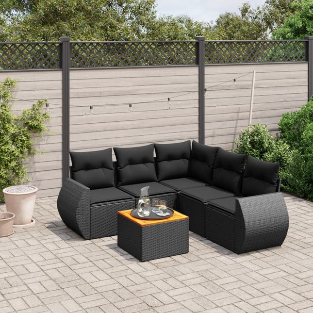 6-Delige Loungeset Met Kussens Poly Rattan Zwart