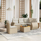 6-Delige Loungeset Met Kussens Poly Rattan Beige