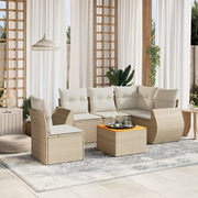 Loungeset poly rattan 6-delig beige