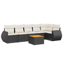 7-Delige Loungeset Met Kussens Poly Rattan Zwart