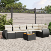 Loungeset 7-delig poly rattan zwart