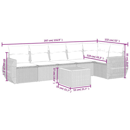 7-Delige Loungeset Met Kussens Poly Rattan Beige