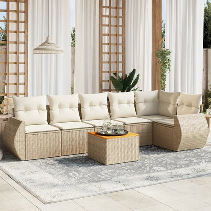 7-Delige Loungeset Met Kussens Poly Rattan Beige