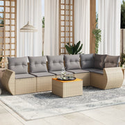 Loungeset 7-delig poly rattan beige