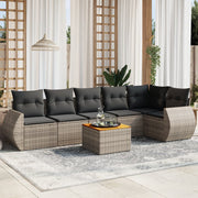 Loungeset 7-delig poly rattan grijs
