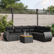 Loungeset 7-delig poly rattan zwart