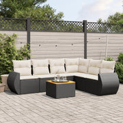 Loungeset 7-delig poly rattan zwart