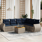 7-piece garden sofa set with cushions, grey poly rattan