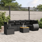 Loungeset 7-delig poly rattan zwart
