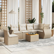 Loungeset 7-delig poly rattan beige