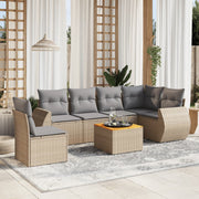 Loungeset 7-delig poly rattan beige