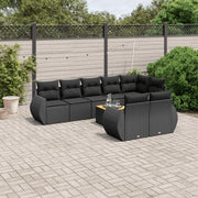 Loungeset 9-delig poly rattan zwart