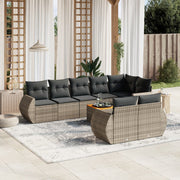 Loungeset 9-delig poly rattan grijs