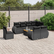 Loungeset 9-delig poly rattan zwart