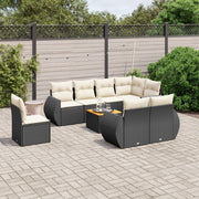 Loungeset 9-delig poly rattan zwart