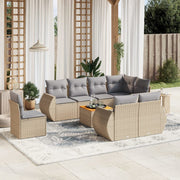 Loungeset 9-delig poly rattan beige