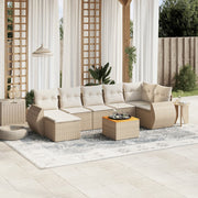 Loungeset 8-delig poly rattan beige