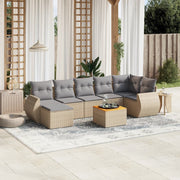 Loungeset 8-delig poly rattan beige