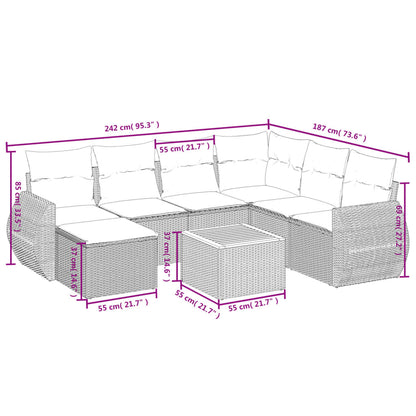 8-Delige Loungeset Met Kussens Poly Rattan Beige