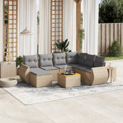 Loungeset 8-delig poly rattan beige