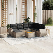 Loungeset 8-delig poly rattan grijs