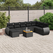 Loungeset 9-delig poly rattan zwart