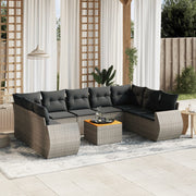 Loungeset 10-delig poly rattan grijs