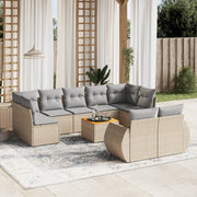 Loungeset poly rattan 10-delig beige