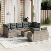 Loungeset 10-delig poly rattan grijs