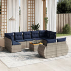 10-piece garden lounge set with cushions, grey poly rattan