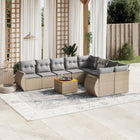 10-Delige Loungeset Met Kussens Poly Rattan Beige