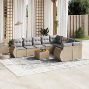 Loungeset 10-delig poly rattan beige