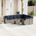 10-piece garden lounge set with cushions, grey poly rattan