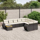 10-Delige Loungeset Met Kussens Poly Rattan Zwart