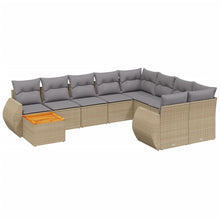 10-Delige Loungeset Met Kussens Poly Rattan Beige