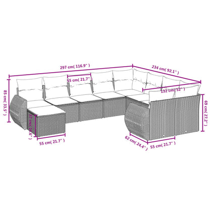 10-Delige Loungeset Met Kussens Poly Rattan Beige