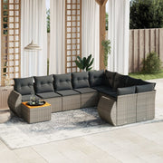 Loungeset 10-delig poly rattan grijs