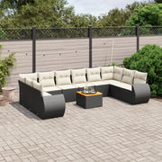 Loungeset 11-delig poly rattan zwart