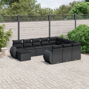 Loungeset 11-delig poly rattan zwart