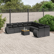 Loungeset 11-delig poly rattan zwart