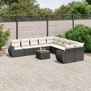 Loungeset 11-delig poly rattan zwart